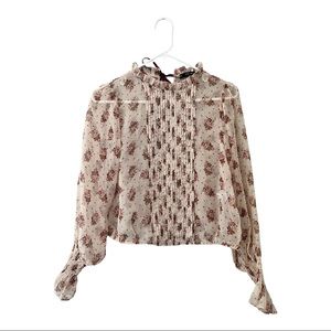 ZARA BASIC Floral Sheer Top Size S